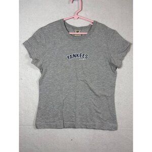 Yankees Gray Graphic Tee Soft Cotton Blend Casual Shirt M